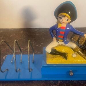 Vintage 60s Earl Bernard Pirate Letter & Pencil Holder w/ Drawer Made in Japan